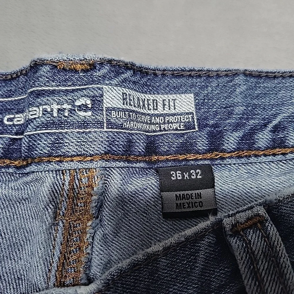 Carhartt Jeans Mens 36x32 Blue Relaxed Fit Workwear‎ Denim Pants BD5119-M Work